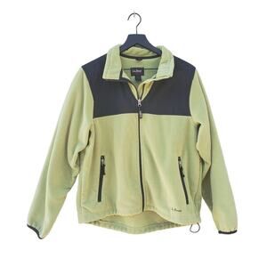 L.L. Bean Zip Up Polartec Fleece Jacket Women's Size Large Sage Green and Grey L
